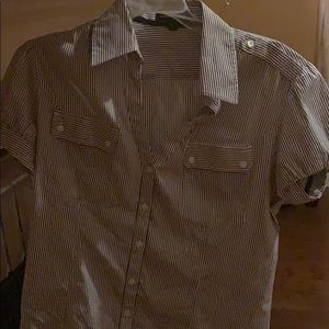 Striped black button down shirt